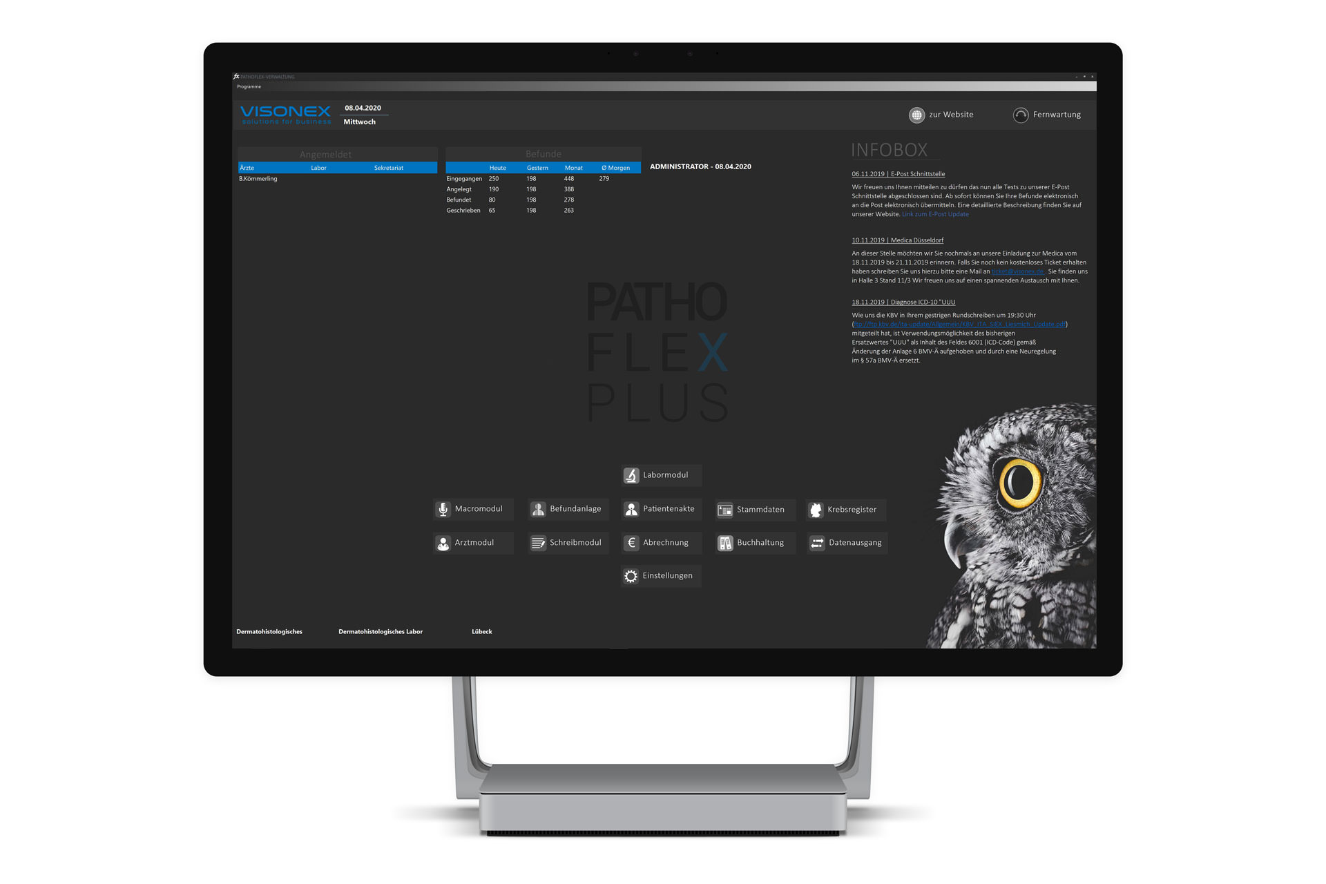 PathoFlex Plus Startscreen auf Surface